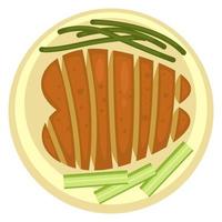 Grilled meat steak served with celery veggie stick vector