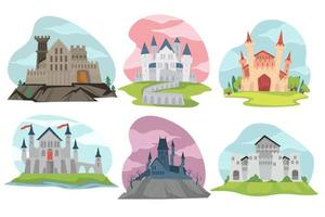 Castles and fortresses medieval architecture view vector