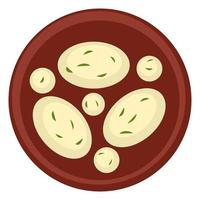 Asian cuisine, cheese or rice with dill or parsley vector