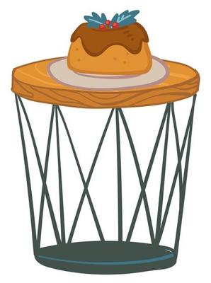 Contemporary table with delicious cake for xmas vector
