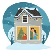 Christmas family holidays celebration at home vector