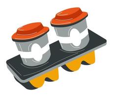 Aromatic coffee in cup holder, takeaway beverages vector