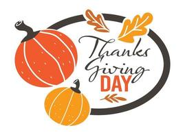 Thanksgiving day autumn holiday celebration, banner with pumpkins vector