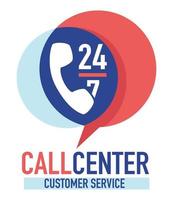 Call center customer service 24 7 clients support or hotline vector