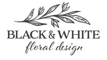 Floral design black and white flower monochrome sketch vector
