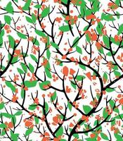 Branches with foliage and blooming, seamless pattern vector