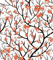 Tree branches with red blossom floral seamless pattern vector