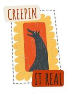 Creepin it real, howling wolf on Halloween vector