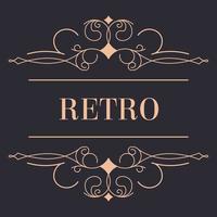 logotipo ornamental retro con vector de línea y remolinos