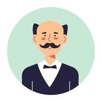 Senior character portrait, butler in official suit or uniform vector