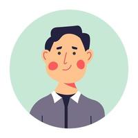 Middle aged male character portrait in circle vector