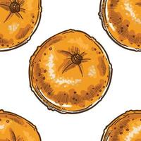 Ripe mandarin or tangerine, clementine seamless pattern vector