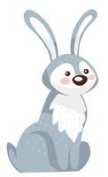 Bunny character sitting still, rabbit or hare with long ears vector