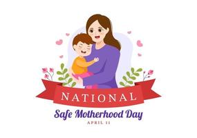 National Safe Motherhood Day on April 1 Illustration with pregnant Mother and Kids for Web Banner or Landing Page in Flat Cartoon Hand Drawn Templates vector