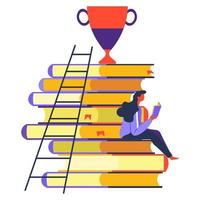 Education and knowledge obtaining, reading books and developing skills vector