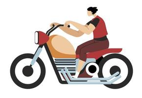 Man driving motorcycle, motorcyclist riding transport on road vector