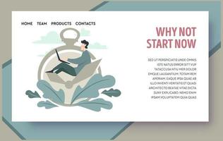 Why not start now, time management and procrastination vector