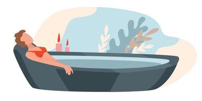 Spa center or care at holidays, hot bathtub vector