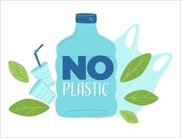 No plastic, zero waste and saving planet from garbage vector