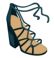 Wedges with laces, trendy women footwear, fashionable shoes vector