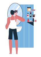 Man brushing teeth in morning, daily routine and hygiene vector