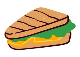 sándwich con queso, pan y hojas de ensalada vector