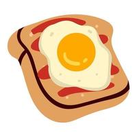 Sandwich or crispy toast with fried egg and sauce vector