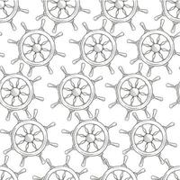 Rudder of ship or boat, monochrome seamless pattern vector