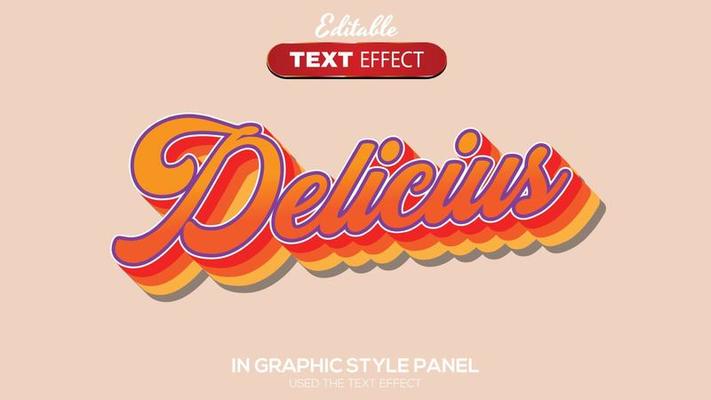 3D editable text effect delicious theme