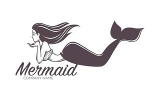 Mermaid swimming marine company name isolated icon vector