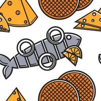 Holland food and cuisine seamless pattern seafood cheese and dessert vector
