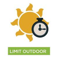 Limit outdoor time sunburn and sunstroke preventive measures vector