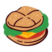 Cheeseburger or hamburger, restaurant or diner menu food vector