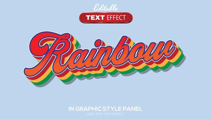 3D editable text effect rainbow theme