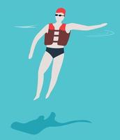 Man in trunks inflatable vest and goggles swimming pool vector