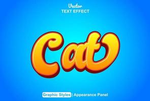 cat text effect with graphic style and editable. vector