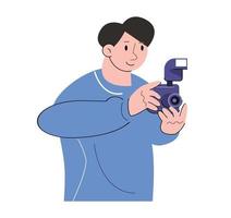 hobby character take a photo vector illustration