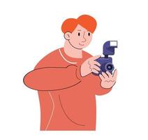 hobby character take a photo vector illustration