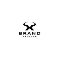 Minimalist logo design initials the letter X with Bull's Horn. The sporty initial X with Bull's Horn represents the power and freedom of the wild. vector