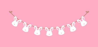 Cute Easter rabbit head bunting clipart vector