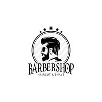 barbería logo vector plantilla v8