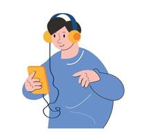 character people listening to music vector illustration