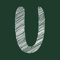 Chalk style 3d illustration of letter u vector