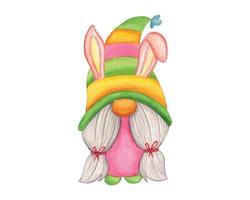 Watercolor Easter Gnome, Cute Gnome for Easter Celebration vector