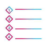 Unique Numbered list Vector Icon