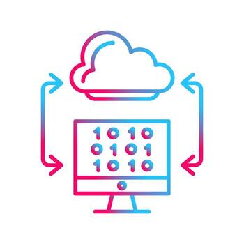 icono de vector de codificación de nube