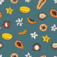 Seamless pattern with exotic fruits. Design for fabric, textile, wallpaper, packaging. vector