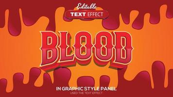 3D editable text effect blood theme vector