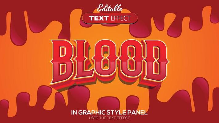 3D editable text effect blood theme