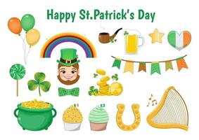 St. Patrick s Day elements set cartoon character design vector